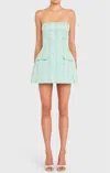 Amanda Uprichard Strapless Bethany Skort Romper In Aquamarine In Blue