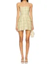 Amanda Uprichard Bethany Tweed Check Strapless Skort Romper In Yellow
