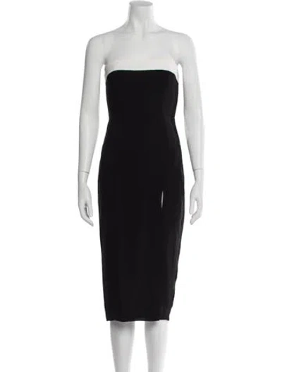 Pre-owned Amanda Uprichard Strapless Knee-length Dress In Black