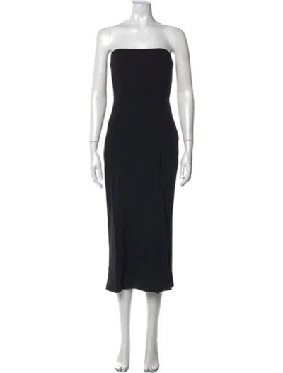 Pre-owned Amanda Uprichard Strapless Midi Length Dress In Black