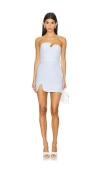 Amanda Uprichard Strapless Puzzle Mini Dress In Powder Blue In Blue