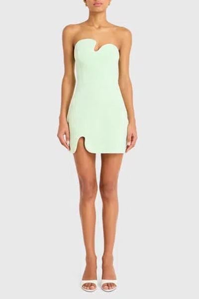 Amanda Uprichard Strapless Puzzle Dress With Piping In Hypermint,white