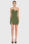 Amanda Uprichard Strapless Puzzle Mini Dress In Green