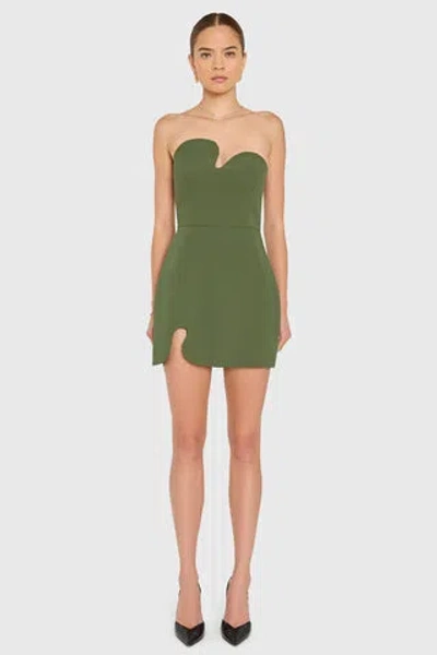 Amanda Uprichard Strapless Puzzle Mini Dress In Green