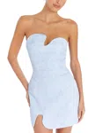 Amanda Uprichard Strapless Puzzle Mini Dress In Powder Blue In Blue