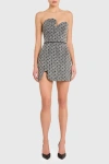 Amanda Uprichard Puzzle Strapless Mini Dress Black White In Multi