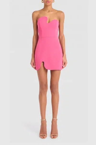 Amanda Uprichard Strapless Puzzle Mini Dress In Shocking Pink