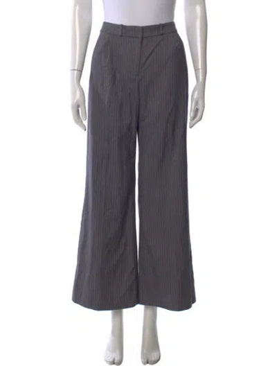 Pre-owned Amanda Uprichard Striped Wide Leg Pants In Gray