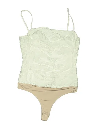 Pre-owned Amanda Uprichard Swimsuit Top Ivory Paisley Pattern Swimwear In White