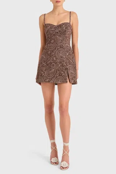Amanda Uprichard Taylor Skort Romper In Brown Paisley