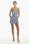 Amanda Uprichard Taylor Floral Denim Skort Romper In Denim Brocade