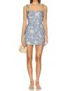 Amanda Uprichard Taylor Floral Denim Skort Romper In Multi