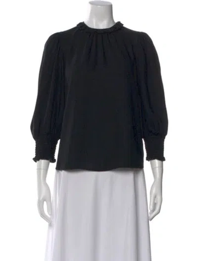 Pre-owned Amanda Uprichard Three-quarter Sleeve Blouse In Black