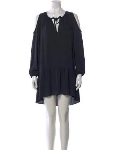 Pre-owned Amanda Uprichard Tie Neck Mini Dress In Black