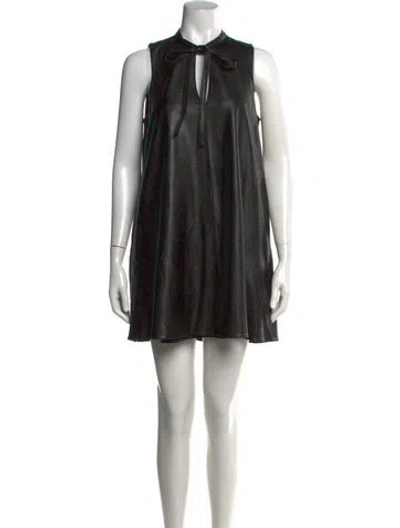 Pre-owned Amanda Uprichard Tie Neck Mini Dress In Black