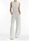 AMANDA UPRICHARD TORI TWEED JUMPSUIT IN WHITE/BLACK