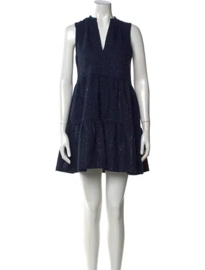 Pre-owned Amanda Uprichard Tweed Pattern Mini Dress In Blue