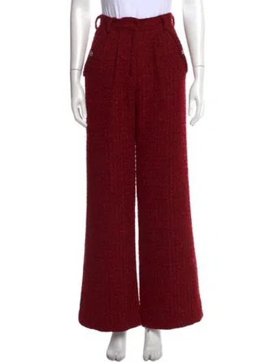 Pre-owned Amanda Uprichard Tweed Pattern Wide Leg Pants In Red