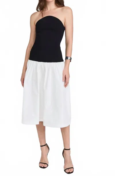 Amanda Uprichard Valencia Midi Dress In Black/white In Multi