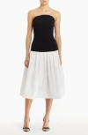 Amanda Uprichard Valencia Strapless Mixed Media Midi Dress In Multi