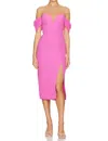 Amanda Uprichard Victoria Off Shoulder Midi Dress In Astr Pink In Pink