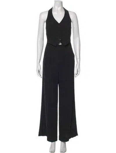 Pre-owned Amanda Uprichard V-neck Jumpsuit In Black