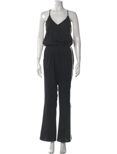 Pre-owned Amanda Uprichard V-neck Jumpsuit In Black