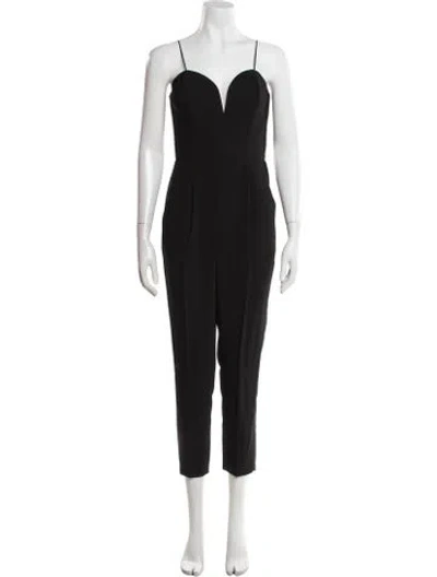 Pre-owned Amanda Uprichard V-neck Jumpsuit In Black