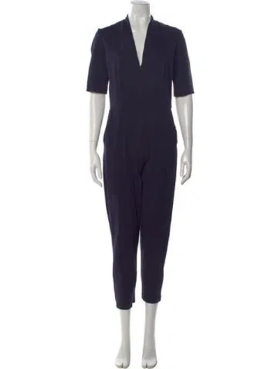 Pre-owned Amanda Uprichard V-neck Jumpsuit In Blue