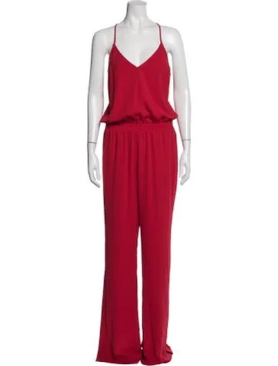 Pre-owned Amanda Uprichard V-neck Jumpsuit In Red