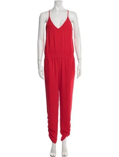 Pre-owned Amanda Uprichard V-neck Jumpsuit In Red