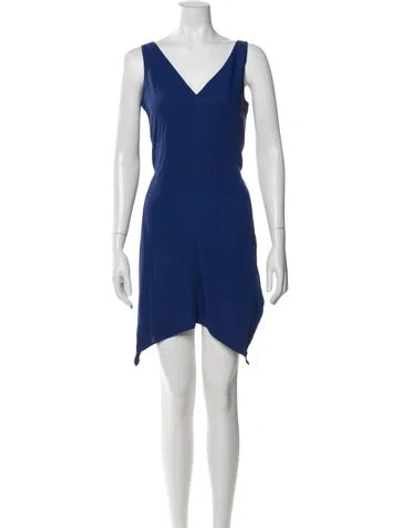 Pre-owned Amanda Uprichard V-neck Knee-length Dress In Blue