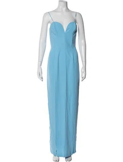 Pre-owned Amanda Uprichard V-neck Long Dress In Blue