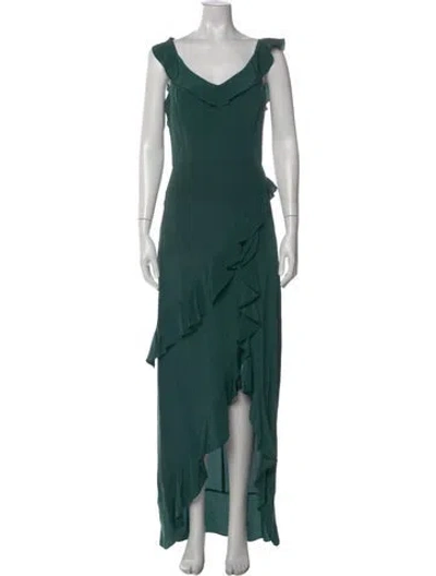Pre-owned Amanda Uprichard V-neck Long Dress In Green