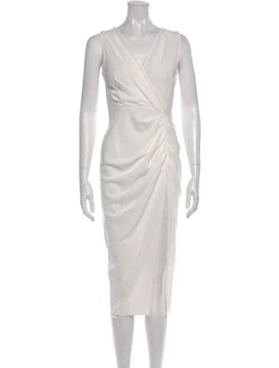 Pre-owned Amanda Uprichard V-neck Long Dress In White