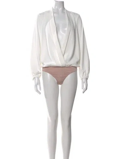 Pre-owned Amanda Uprichard V-neck Long Sleeve Blouse In White