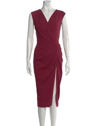 Pre-owned Amanda Uprichard V-neck Midi Length Dress In Burgundy