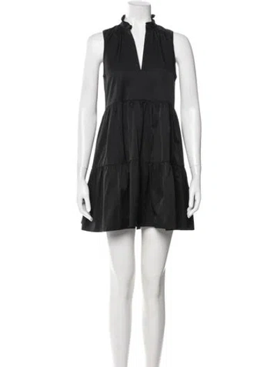 Pre-owned Amanda Uprichard V-neck Mini Dress In Black
