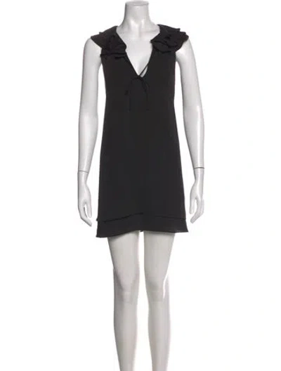 Pre-owned Amanda Uprichard V-neck Mini Dress In Black
