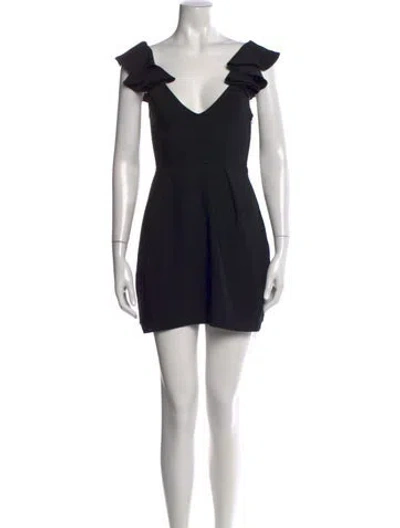 Pre-owned Amanda Uprichard V-neck Mini Dress In Black
