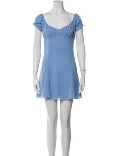 Pre-owned Amanda Uprichard V-neck Mini Dress In Blue
