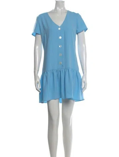 Pre-owned Amanda Uprichard V-neck Mini Dress In Blue