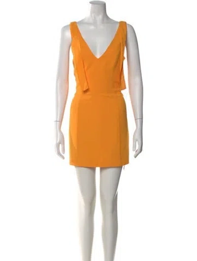 Pre-owned Amanda Uprichard V-neck Mini Dress In Orange