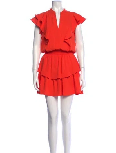 Pre-owned Amanda Uprichard V-neck Mini Dress In Orange