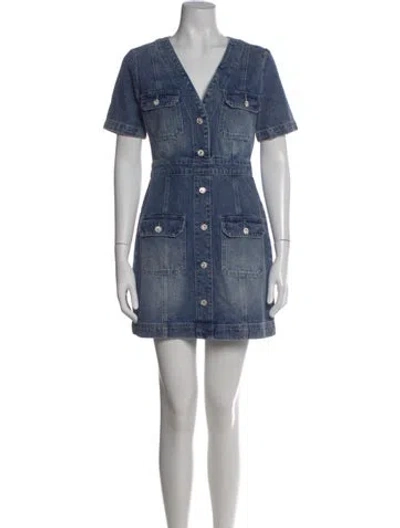 Pre-owned Amanda Uprichard V-neck Mini Dress W/ Tags In Blue
