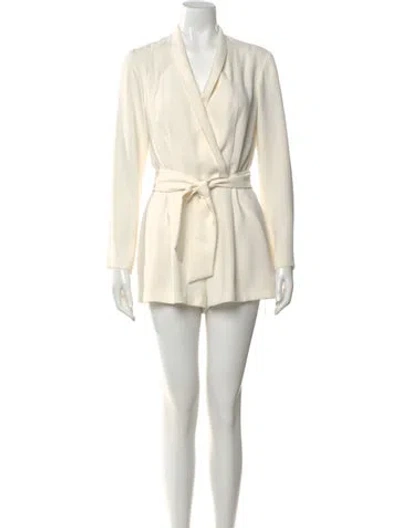 Pre-owned Amanda Uprichard V-neck Romper In Neutral