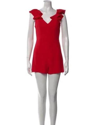 Pre-owned Amanda Uprichard V-neck Romper In Red