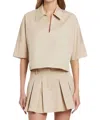 Amanda Uprichard Wide Sleeve Boxy Top In Khaki