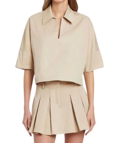 Amanda Uprichard Wide Sleeve Boxy Top In Khaki