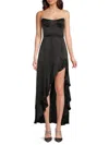 Amanda Uprichard Women's Alyse Strapless Silk High-low Dress In Black